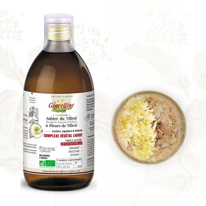 Complexe Végétal d’Aubier et Fleurs du Véritable Aubier du Tilleul Sauvage du Roussillon-Pyrénées 500 mL